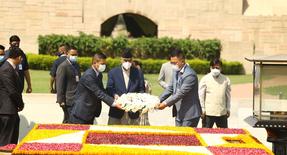 प्रधानमन्त्री देउवाद्वारा महात्मा गान्धीप्रति श्रद्धाञ्जलि